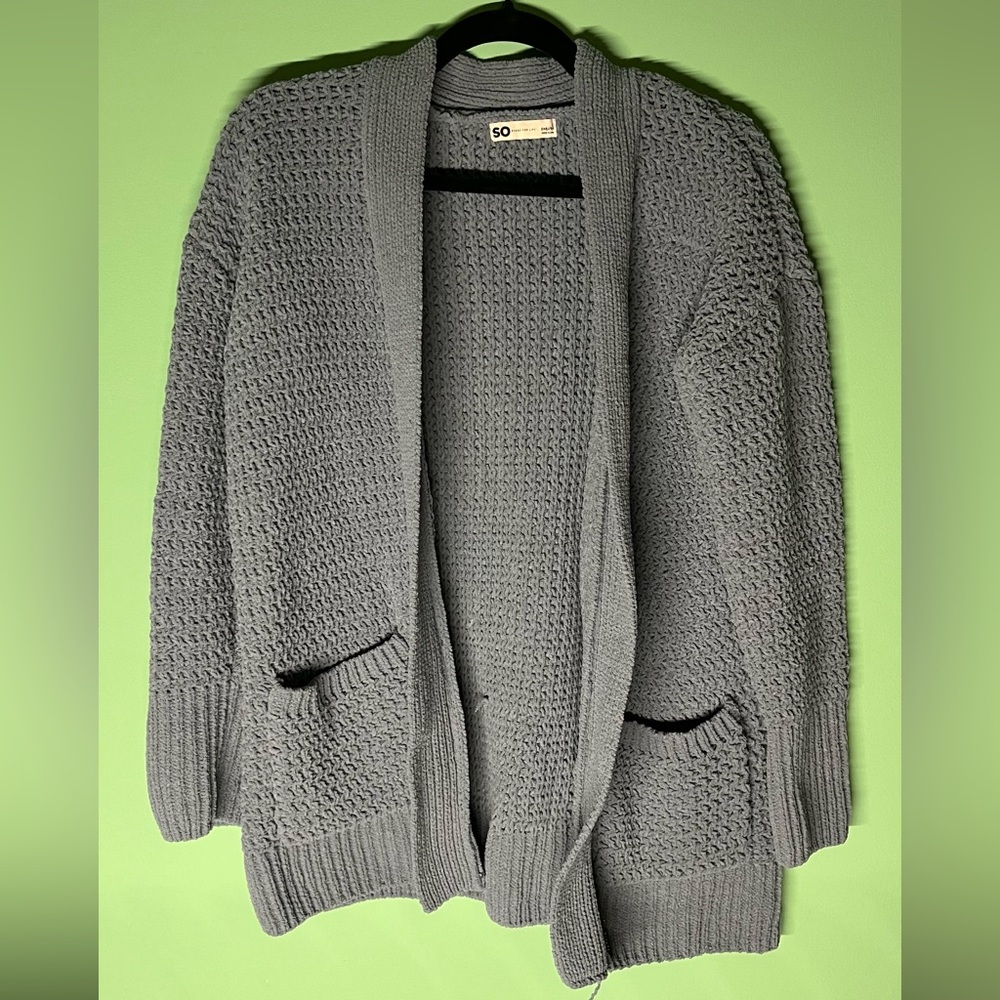 SO Women's Blue-Grey Textured Cardigan
